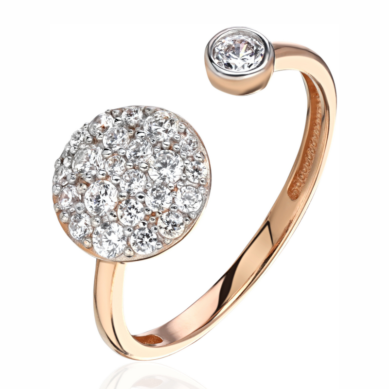 Кольцо из красного золота 585 пробы с фианитами 01К1115868Р