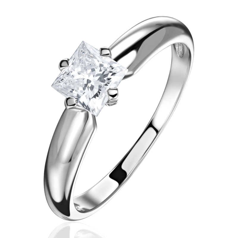 Кольцо из белого золота 585 пробы с выращенным бриллиантом 01К623195-Л