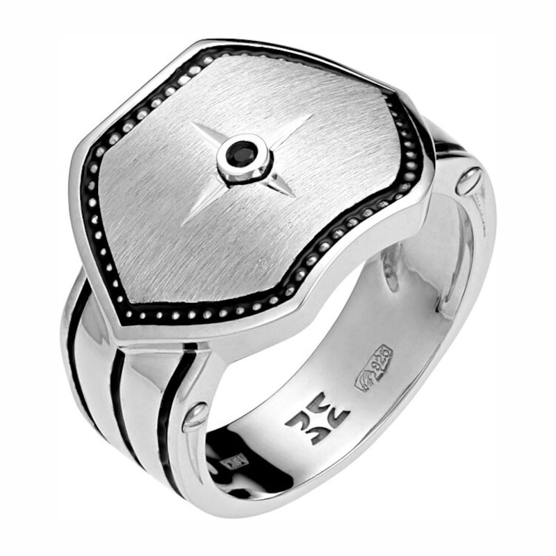 Перстень из серебра 925 пробы с сапфиром и эмалью 0101Т558348Э