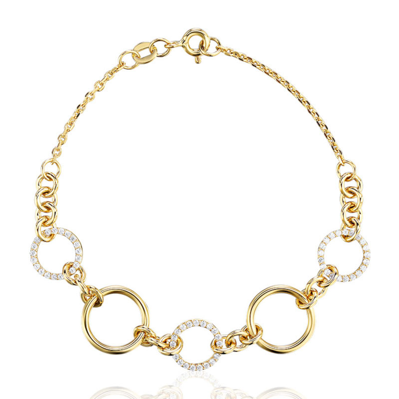 Браслет из желтого золота 585 пробы с фианитами 01Б133472