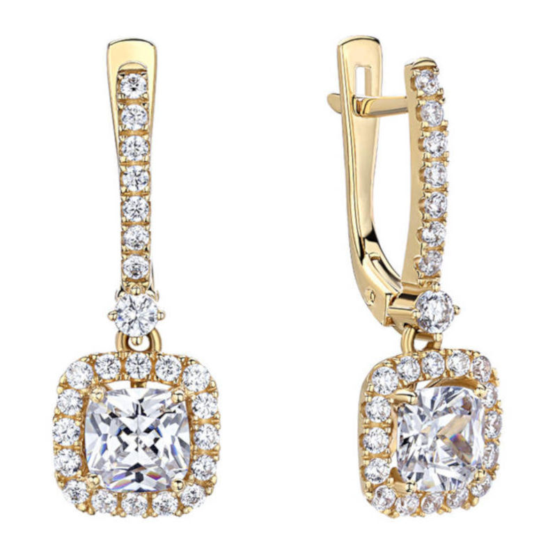 Серьги из желтого золота 585 пробы с фианитами 01С1313817