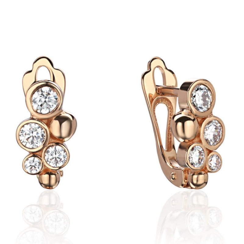 Серьги из красного золота 375 с фианитами 01С1114631S
