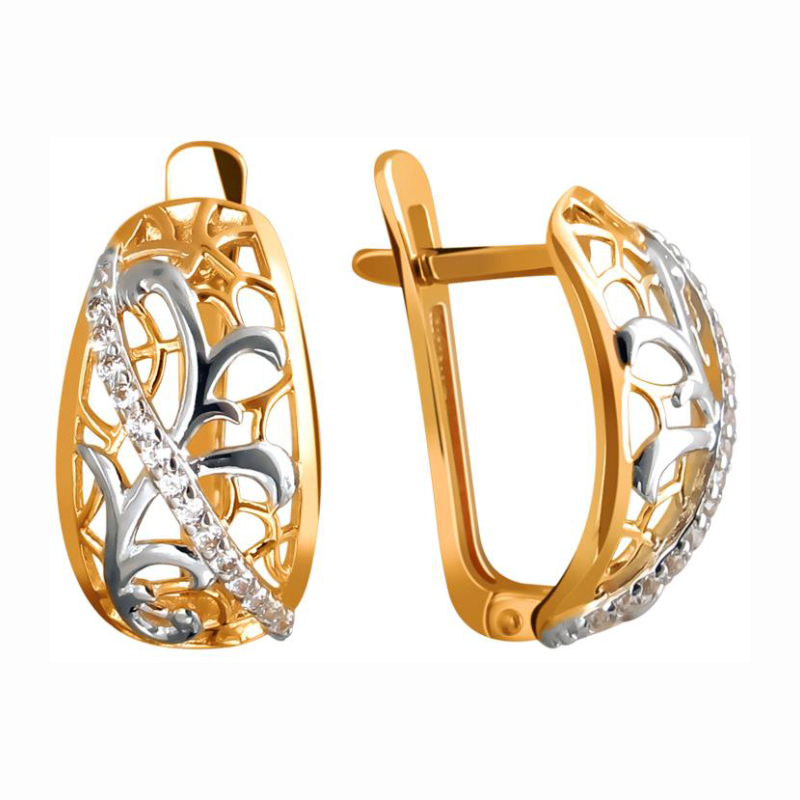 Серьги из красного золота 585 пробы с фианитами 01С1111468Р