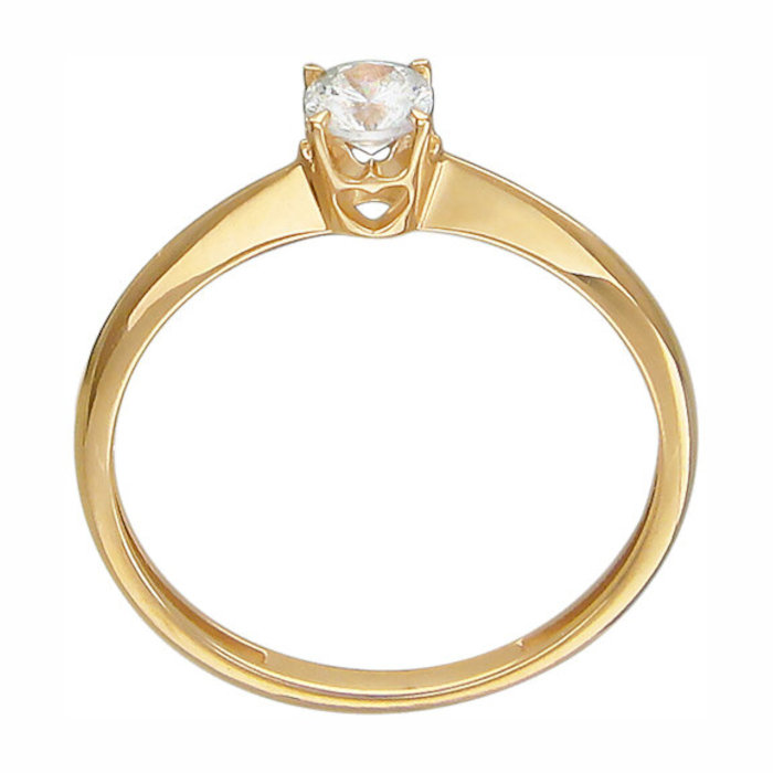 Кольцо из желтого золота 585 пробы с фианитом 01К139422