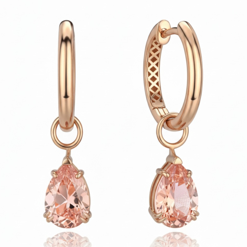 Серьги из красного золота 585 пробы с наноситал морганитами 01С2116992-1
