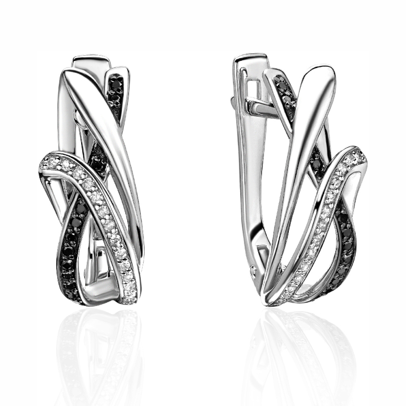Серьги из белого золота 585 пробы с бриллиантами 01С6214270ЧР-1