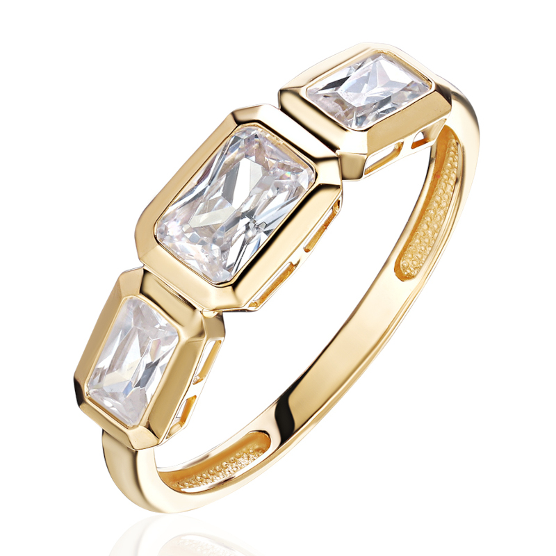 Кольцо из желтого золота 585 пробы с фианитами 01К1316871