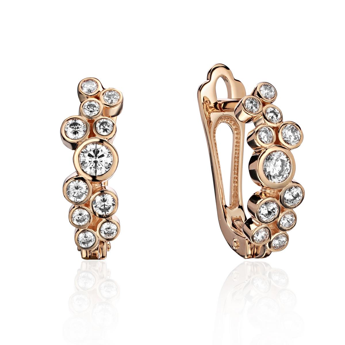 Серьги из красного золота 375 с фианитами 01С1114632S