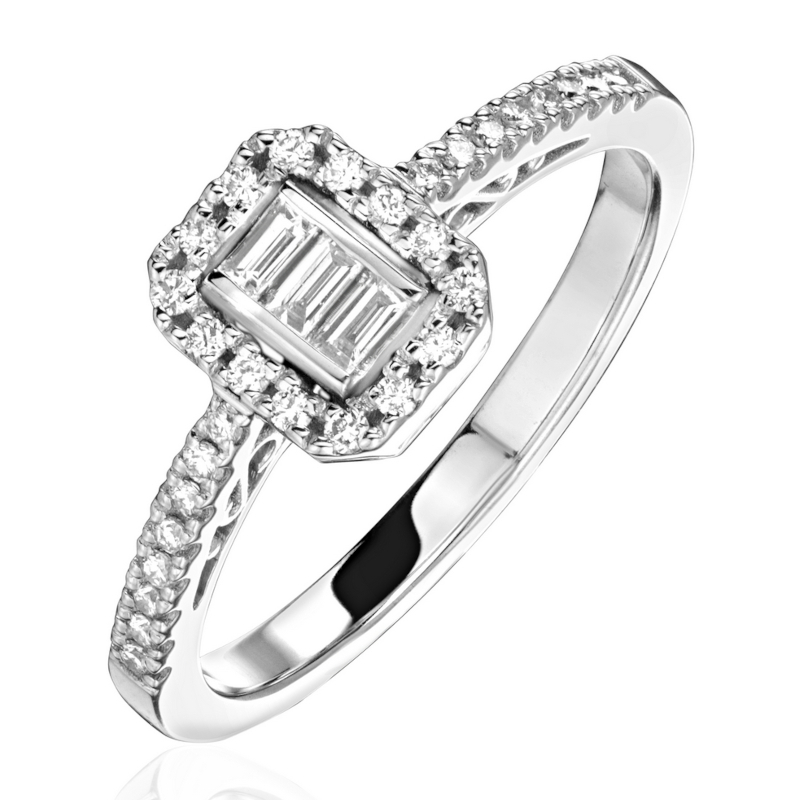 Кольцо из белого золота 585 пробы с бриллиантами 01К6215508