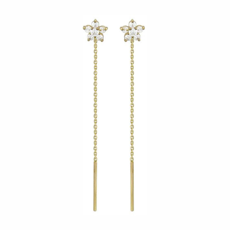 Серьги из желтого золота 585 пробы с фианитами 01С136164