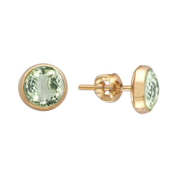 Серьги из красного золота 585 пробы с празиолитами 01С315108-5