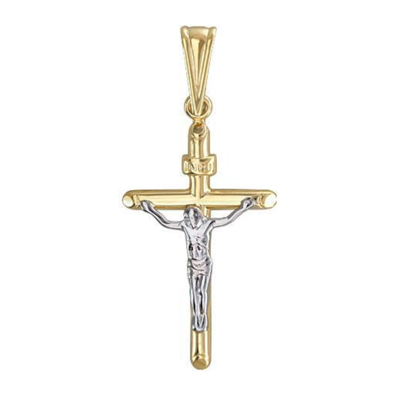 Крест нательный из комбинированного золота 585 пробы без вставок 01Р060657Ж