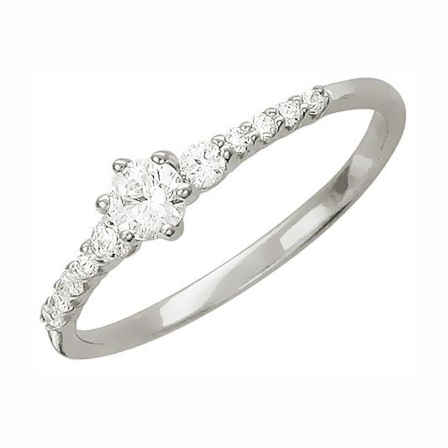 Кольцо из белого золота 585 пробы с фианитами 01К125941