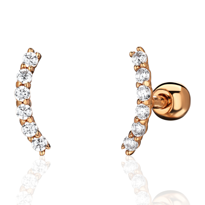 Серьга одиночная из красного золота 585 пробы с фианитами 01С1116220