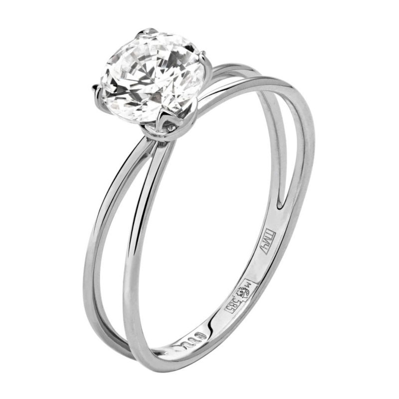 Кольцо из белого золота 585 пробы с бриллиантом 01К6211285-Л