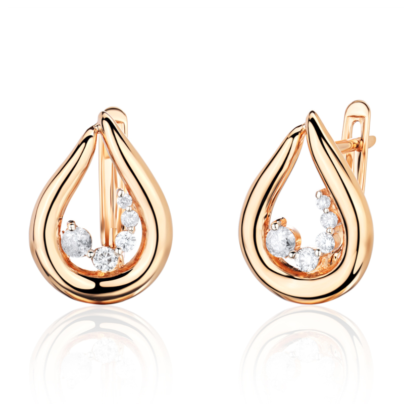 Серьги из красного золота 585 пробы с бриллиантами 01С6116888Р