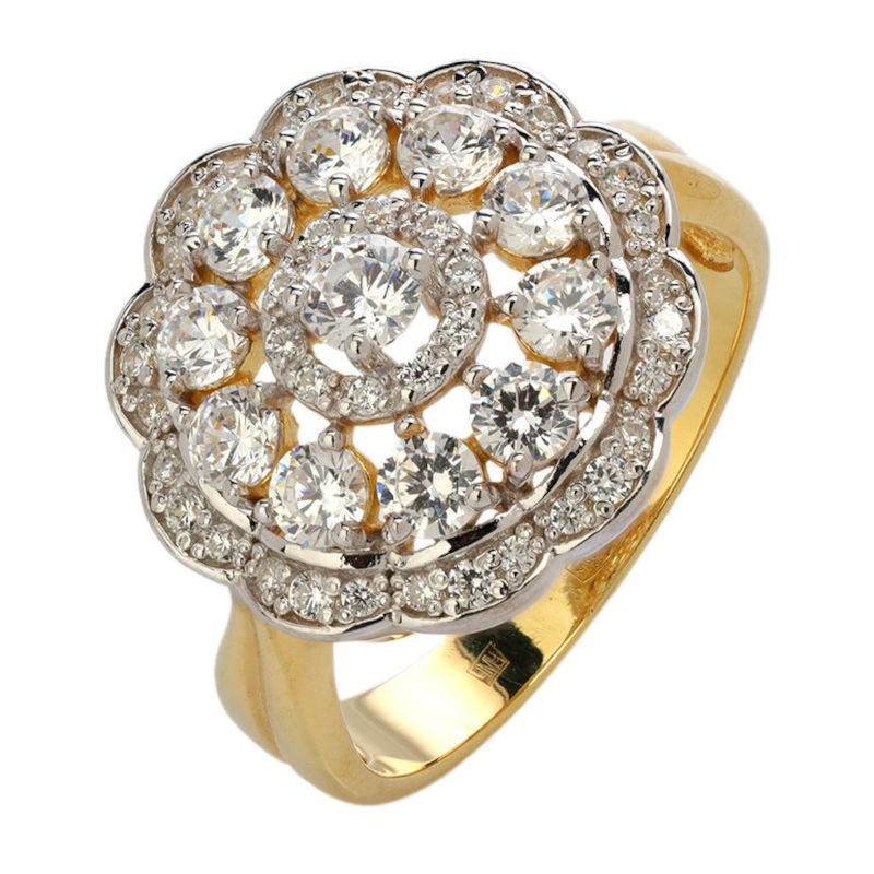 Кольцо из золоченого серебра 925 пробы с фианитами 01К1514753РАЦ