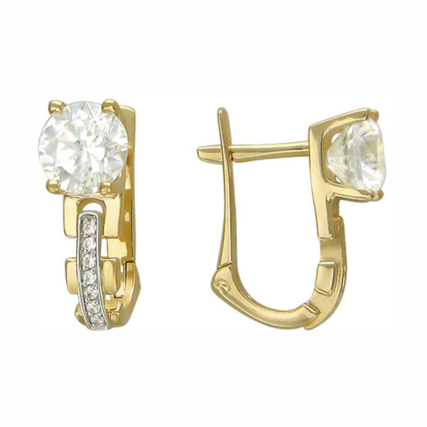 Серьги из желтого золота 585 пробы с фианитами 01С136527