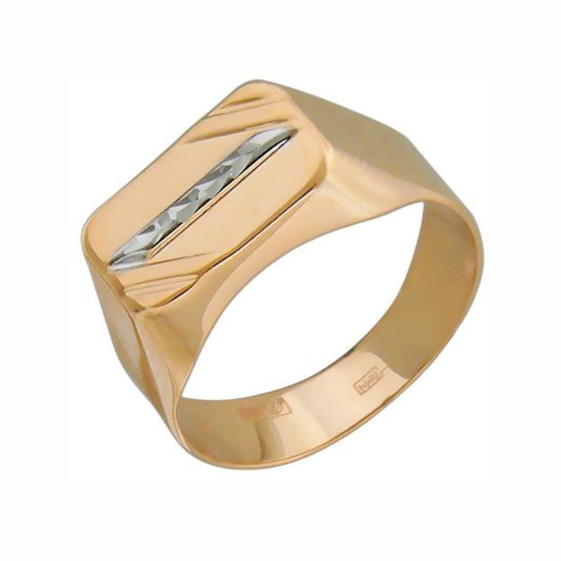 Печатка из красного золота 585 пробы без вставок 01Т714823Б