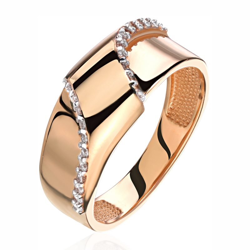 Кольцо из красного золота 585 пробы с фианитами 01К1116076Р