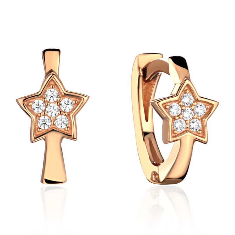 Серьги из красного золота 585 пробы с фианитами 01С1117010Р