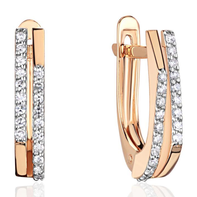Серьги из красного золота 585 пробы с фианитами 01С1117120Р