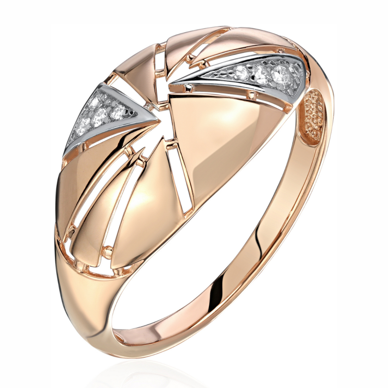 Кольцо из красного золота 585 пробы с фианитами 01К1114713Р