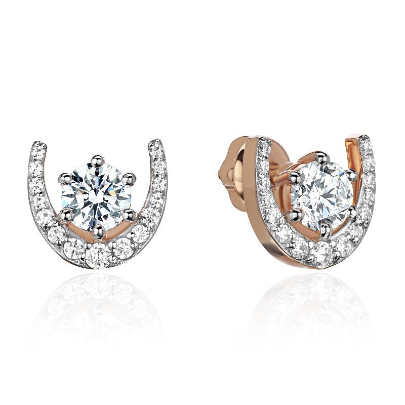 Серьги из красного золота 585 пробы с фианитами 01С1117123Р
