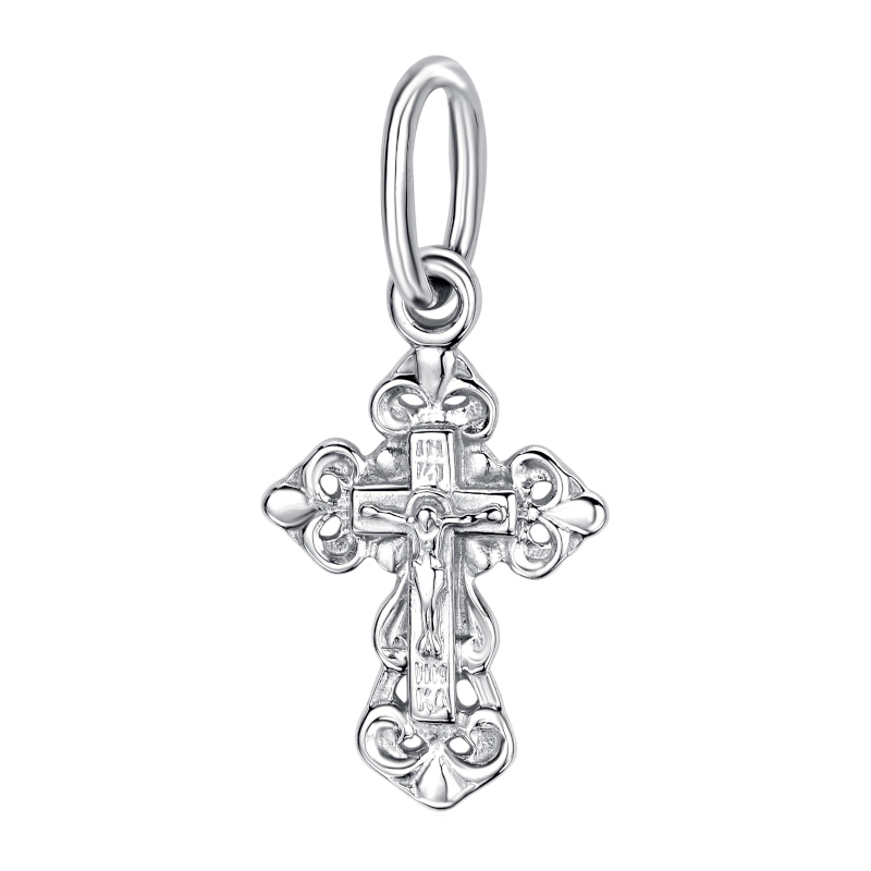 Крест нательный из белого золота 585 пробы без вставок 01Р020860
