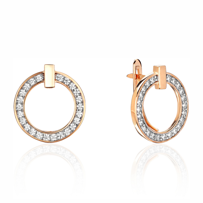 Серьги из красного золота 585 пробы с фианитами 01С1115198