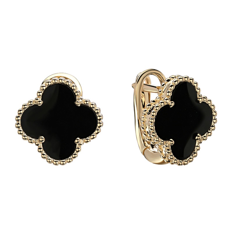 Серьги из желтого золота 585 пробы с агатами 01С4315270-1