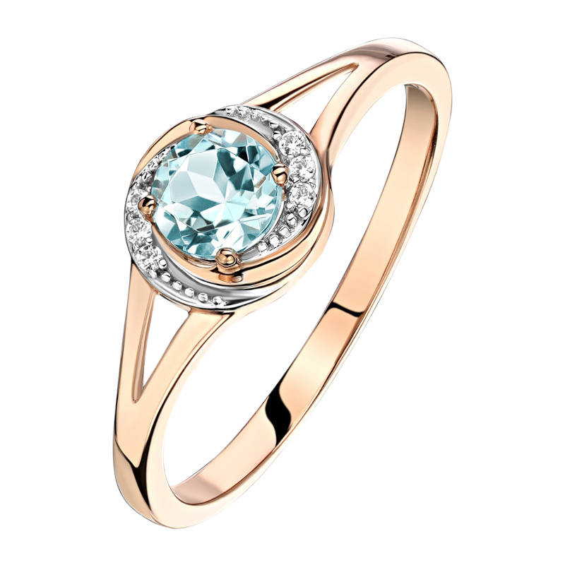 Кольцо из красного золота 585 пробы с топазом и фианитами 01К3114173Р-2