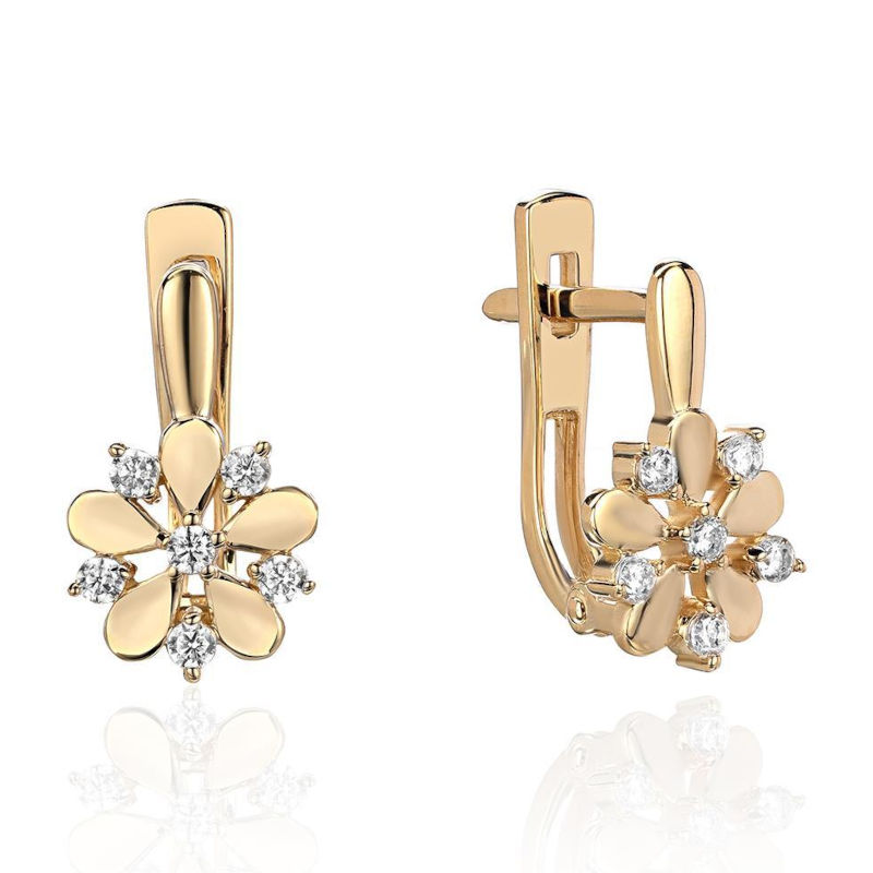 Серьги из красного золота 585 пробы с фианитами 01С1114961