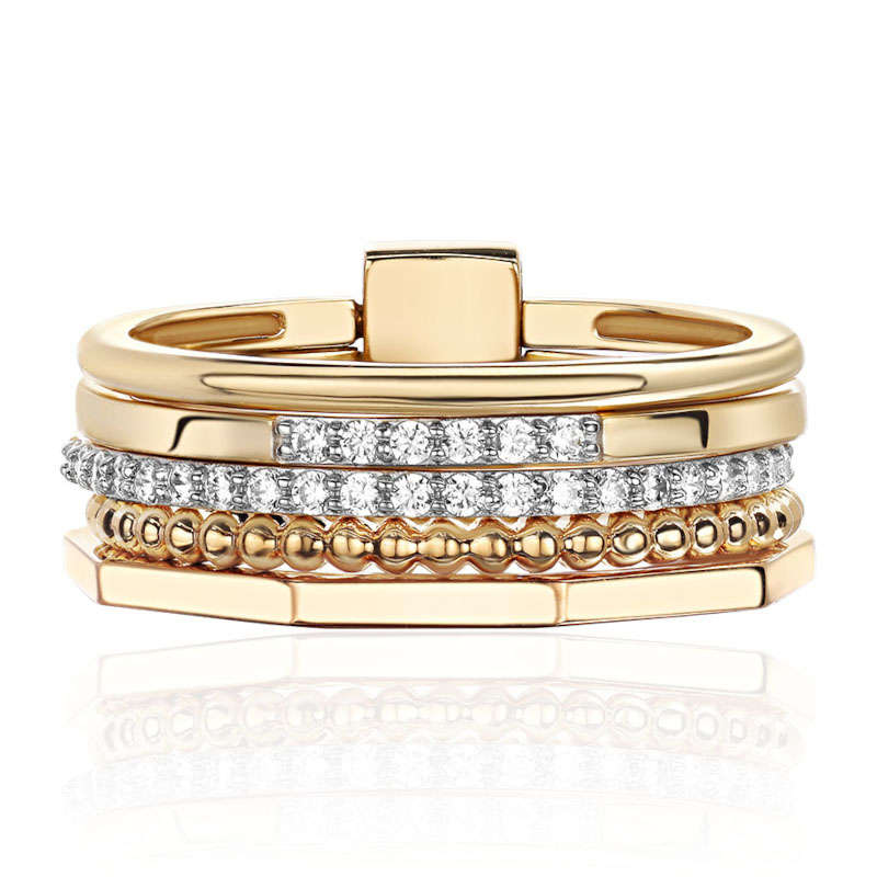 Кольцо из желтого золота 585 пробы с фианитами 01К1316592Р