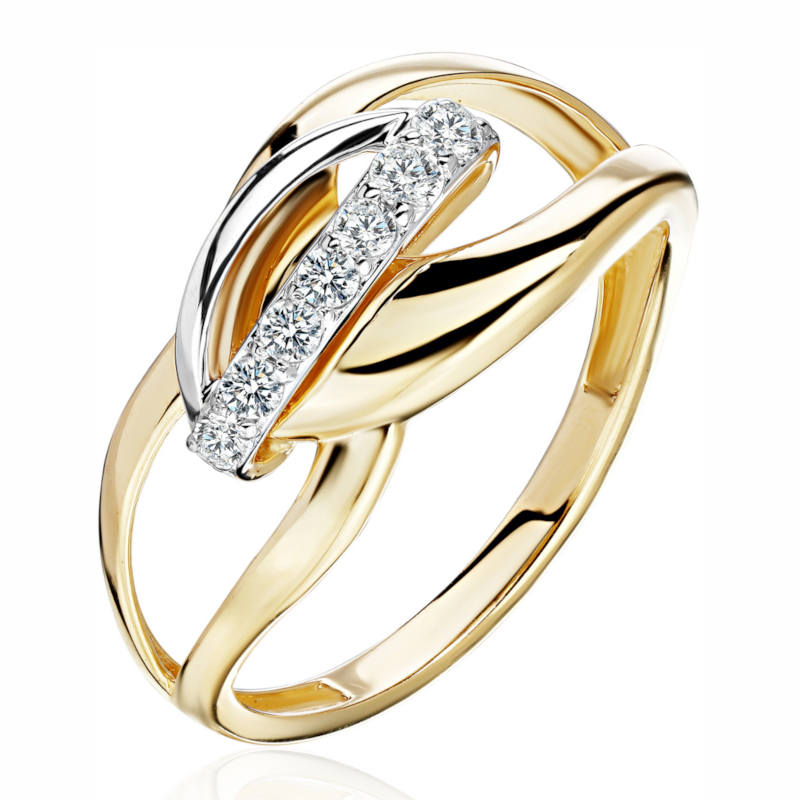 Кольцо из желтого золота 585 пробы с фианитами 01К1316079Р