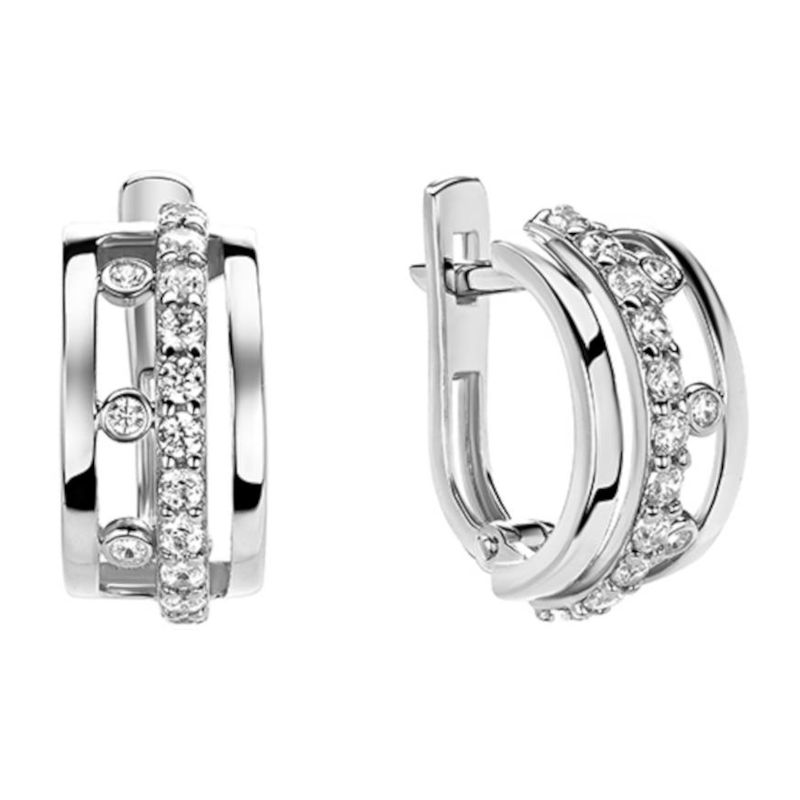 Серьги из белого золота 585 пробы с фианитами 01С1213119