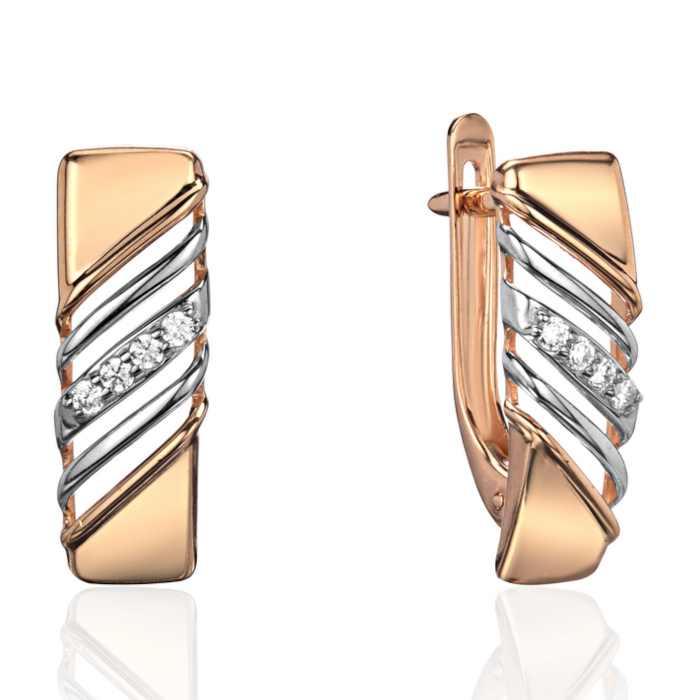 Серьги из красного золота 585 пробы с фианитами 01С1116898Р