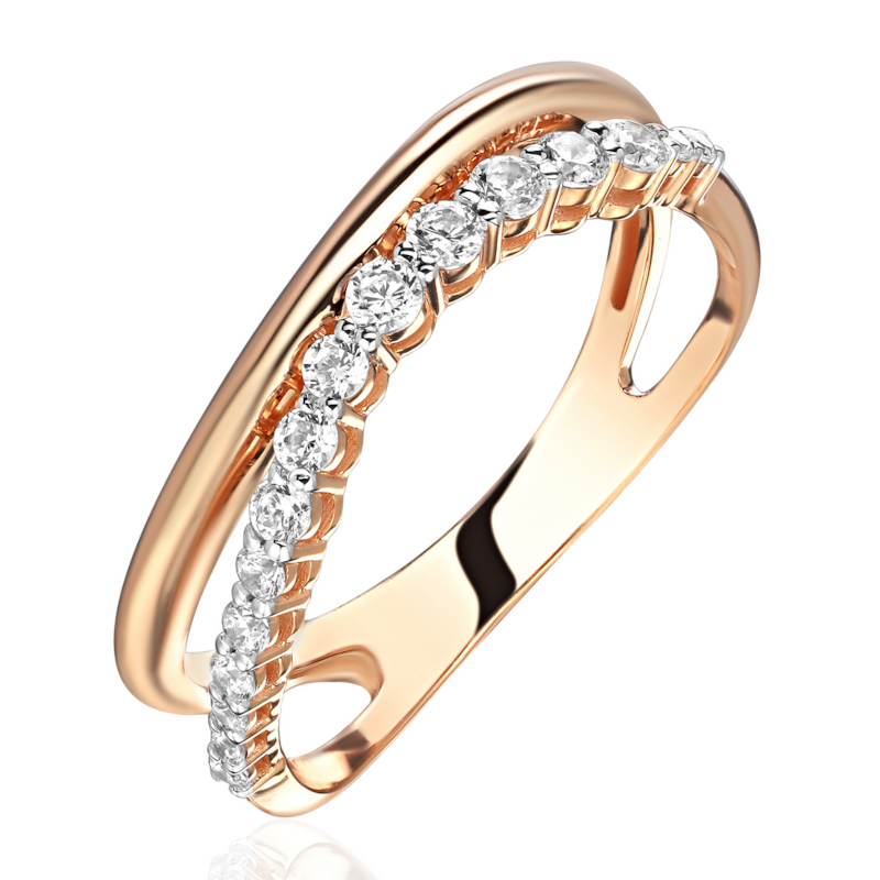 Кольцо из красного золота 585 пробы с фианитами 01К1116814Р