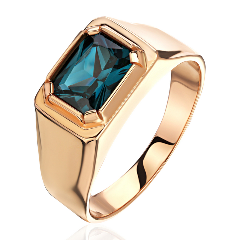 Кольцо из красного золота 585 пробы с наносинтал топазом 01Т214777-2