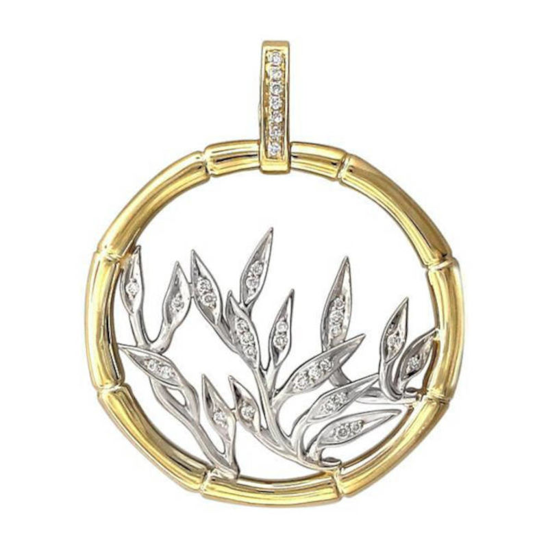 Подвеска из двух цветов золота 585 пробы с фианитами 01П161724Ж