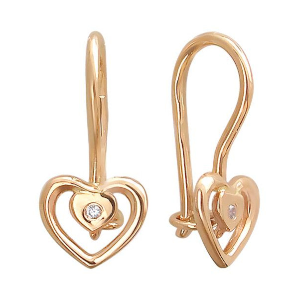 Серьги из красного золота 375 пробы с фианитами 01С119241S