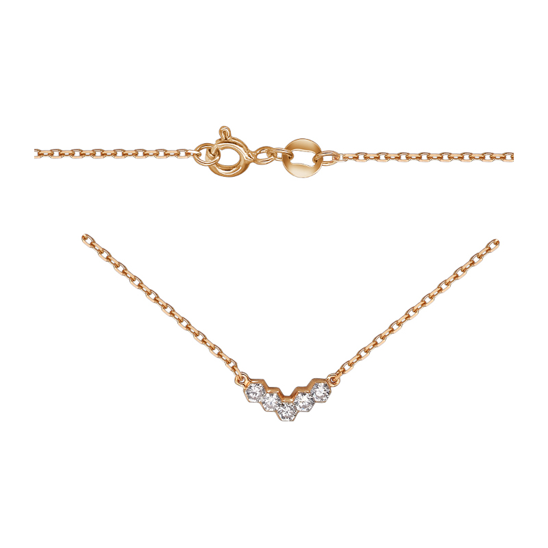 Колье из красного золота 585 пробы с бриллиантами 01Л611683Z