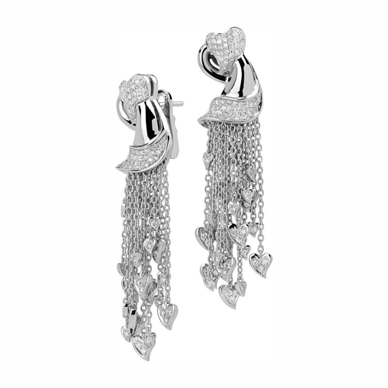 Серьги из белого золота 585 пробы с бриллиантами 01С6213297 Серьги из белого золота 585 пробы с бриллиантами 01С6213297