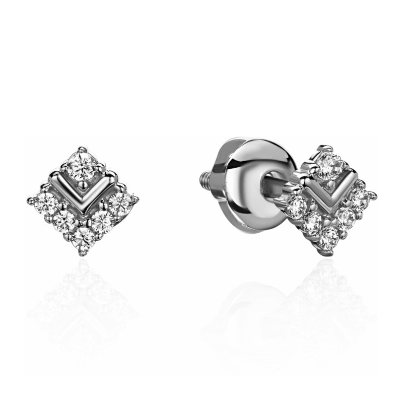 Серьги из платины 585 пробы с фианитами 01С1915620-585
