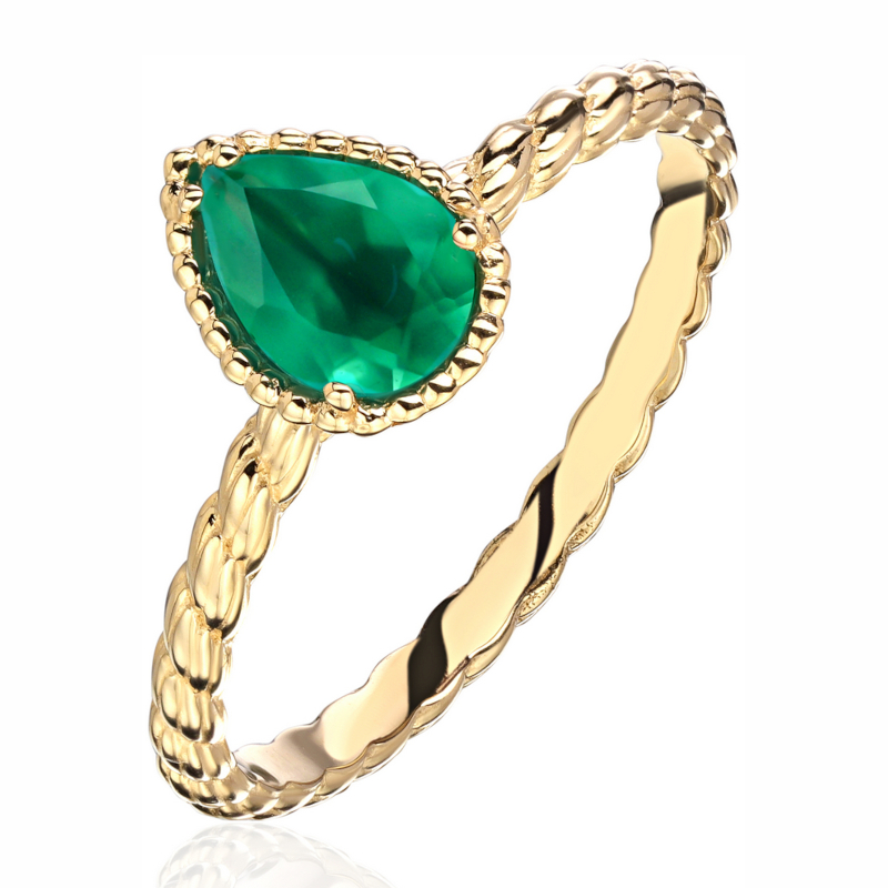 Кольцо из желтого золота 585 пробы с агатом 01К4314816-1