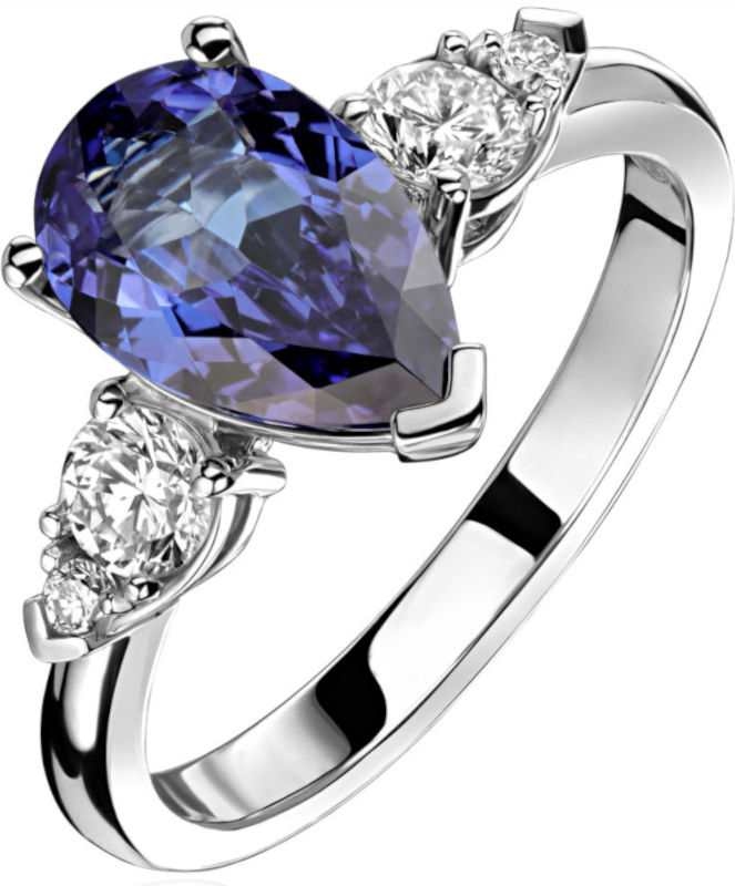 Кольцо из белого золота 750 пробы с танзанитом и бриллиантами 01К6713856-1