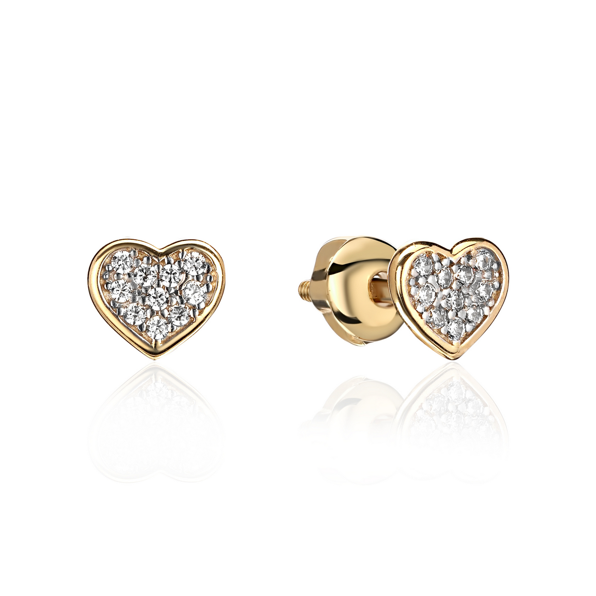 Серьги из желтого золота 585 пробы с фианитами 01С1314218Р
