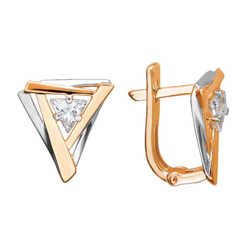 Серьги из красного золота 585 пробы с фианитами 01С1112986Р