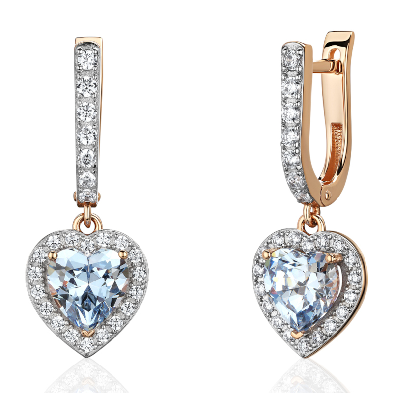Серьги из красного золота 585 пробы с фианитами 01С2116539Р-2