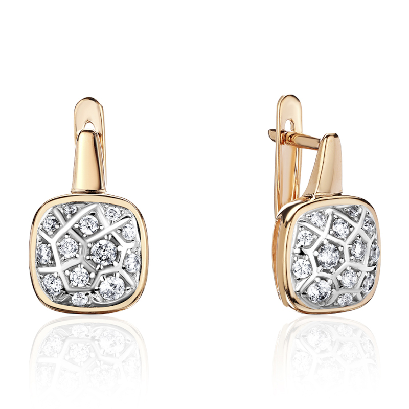 Серьги из красного золота 375 пробы с фианитами 01С1115081SР